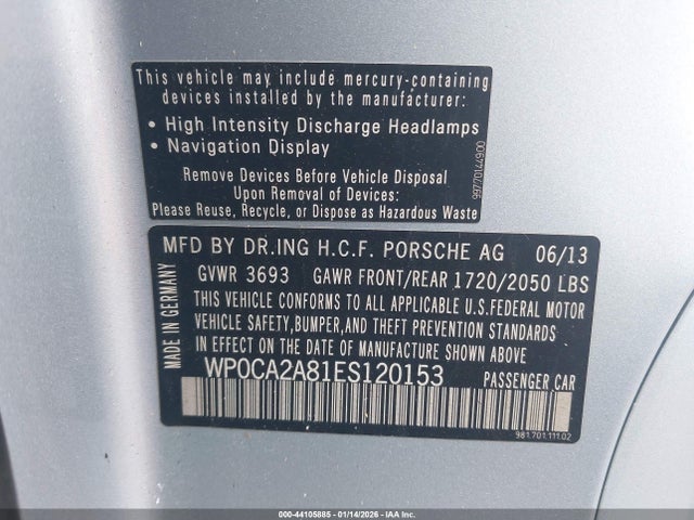 2014 PORSCHE BOXSTER WP0CA2A81ES120153 Photo 8