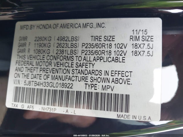 2016 ACURA RDX 5J8TB4H33GL018922 Photo 8