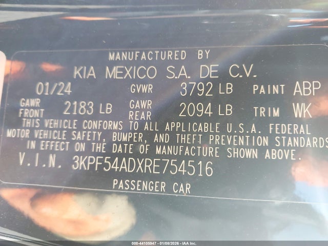 3KPF54ADXRE754516 KIA Forte Gt-line