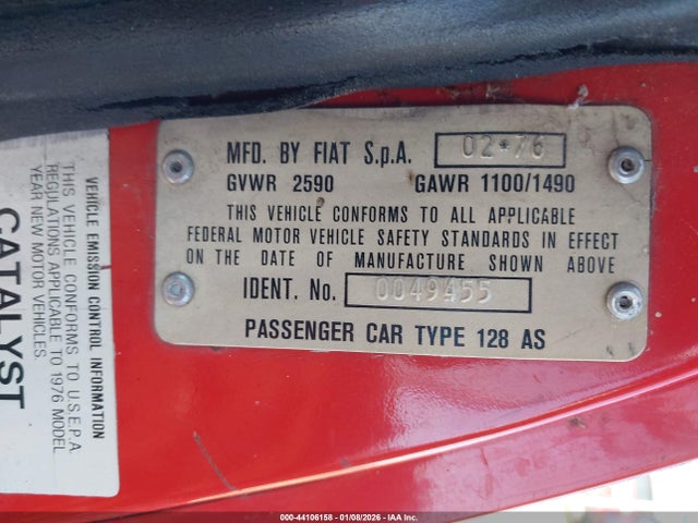 1976 FIAT X 1/9 128AS0049455 Photo 8