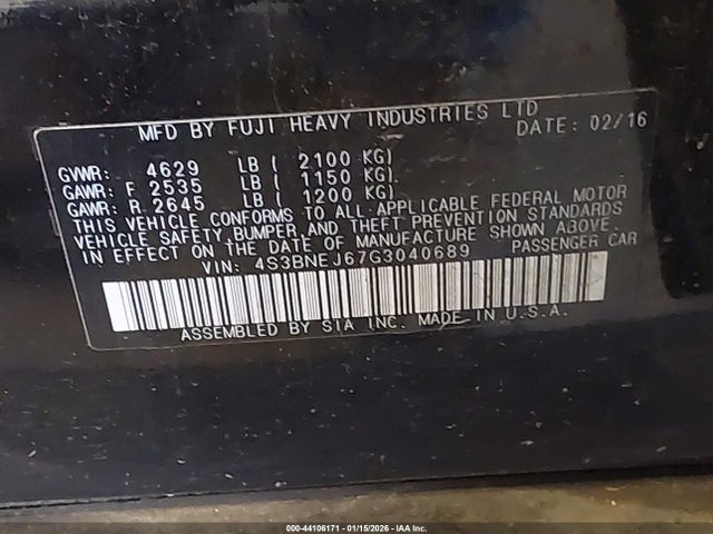 4S3BNEJ67G3040689 Subaru Legacy 3.6r Limited
