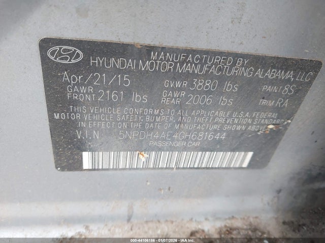 Hyundai ELANTRA SE 2016 5NPDH4AE4GH681644 Image 9