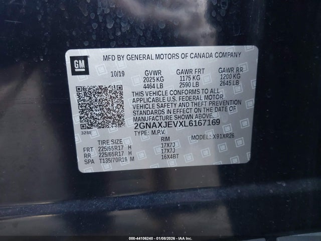 2GNAXJEVXL6167169 Chevrolet Equinox Fwd 2fl