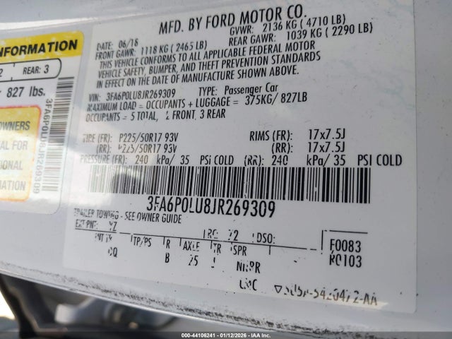 Ford Fusion Hybrid Se 2018 3FA6P0LU8JR269309 Image 9