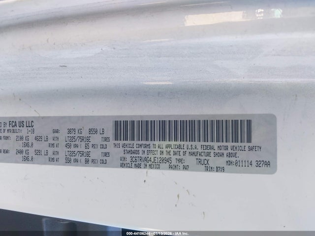 Продаж на аукціоні авто 2018 Ram Promaster 1500 Low Roof 136 Wb, vin: 3C6TRVAG4JE120945, номер лоту: 44106246