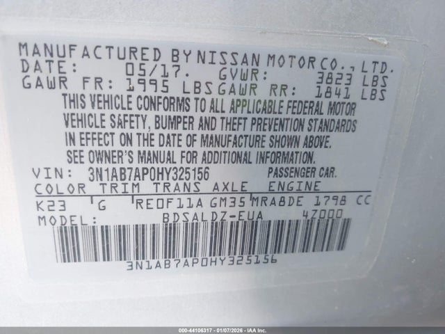 3N1AB7AP0HY325156 Nissan SENTRA SV