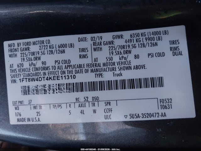 1FT8W4DT4KEE11310 Ford F-450 Xlt