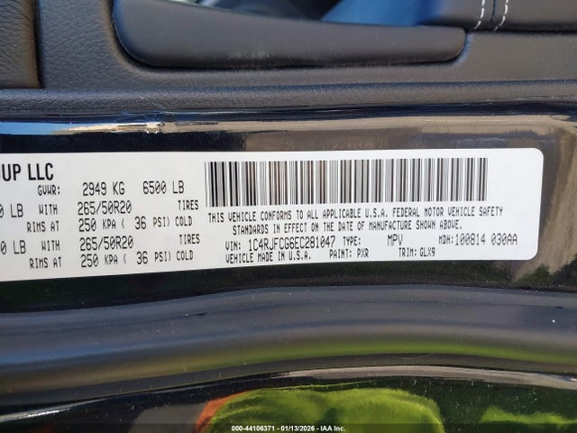 Продажа на аукционе авто 2014 Jeep Grand Cherokee Overland, vin: 1C4RJFCG6EC281047, номер лота: 44106371