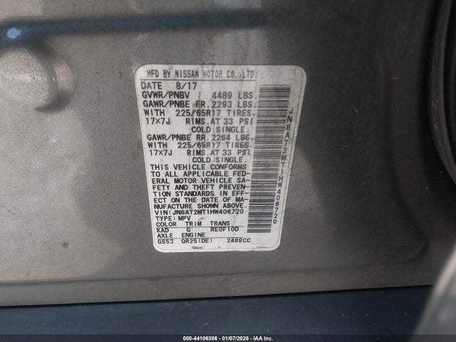 JN8AT2MT1HW406720 Nissan ROGUE S