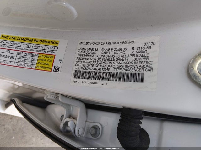 1HGCV1F31LA112246 Honda Accord Sport