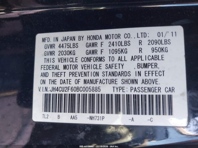 2011 ACURA TSX JH4CU2F60BC005885 Photo 8