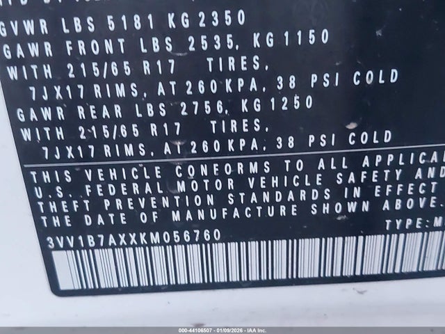 3VV1B7AXXKM056760 Volkswagen Tiguan 2.0t S