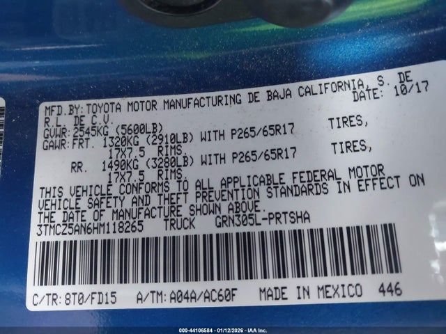 3TMCZ5AN6HM118265 Toyota Tacoma Trd Sport