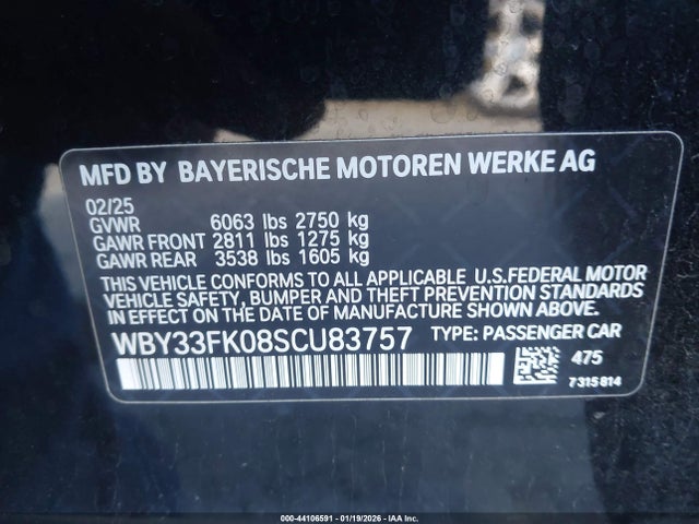 WBY33FK08SCU83757 BMW I5 Edrive40