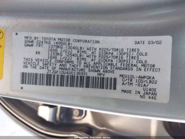 2002 LEXUS RX 300 JTJGF10U420136931 Photo 8