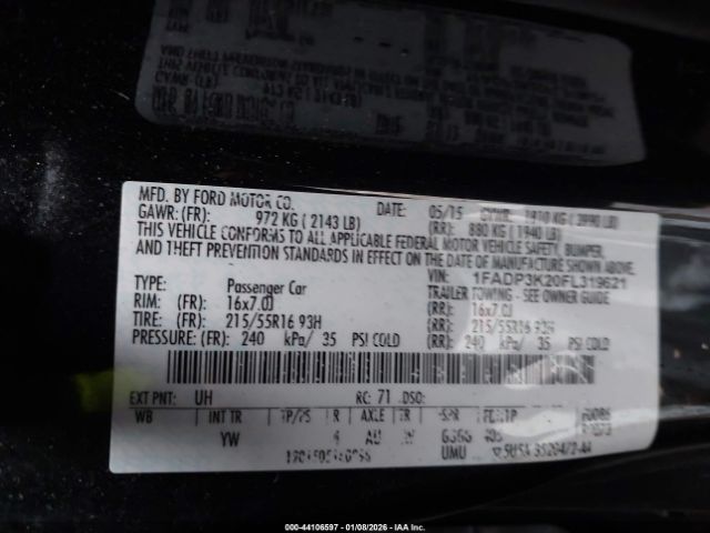 2015 FORD FOCUS 1FADP3K20FL319621 Photo 8