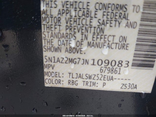 5N1AZ2MG7JN109083 Nissan Murano Platinum