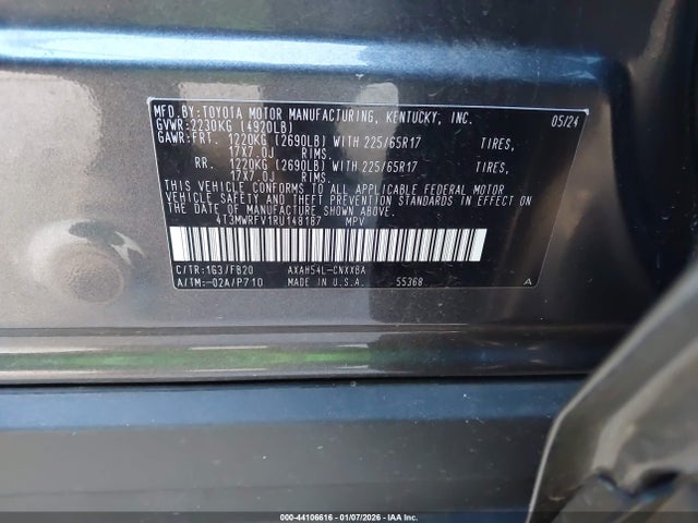 4T3MWRFV1RU148187 Toyota Rav4 Hybrid Le