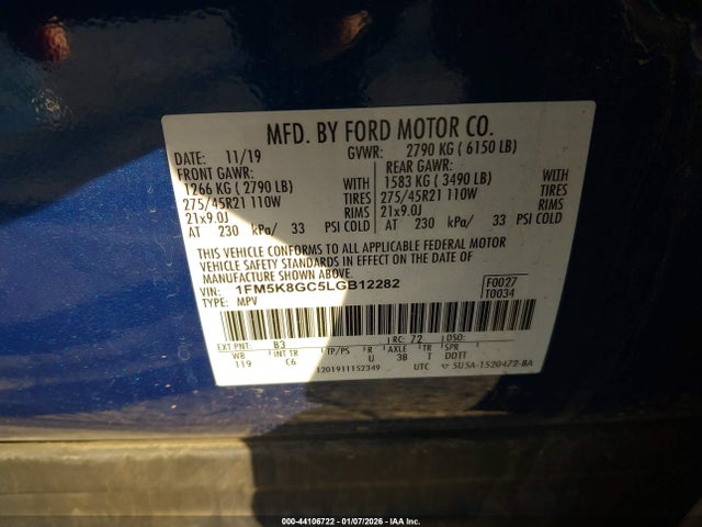Ford Explorer St 2020 1FM5K8GC5LGB12282 Image 9