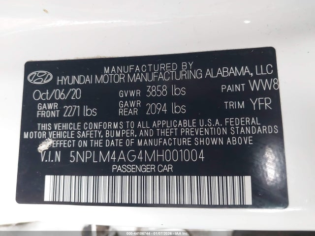5NPLM4AG4MH001004 Hyundai ELANTRA SEL