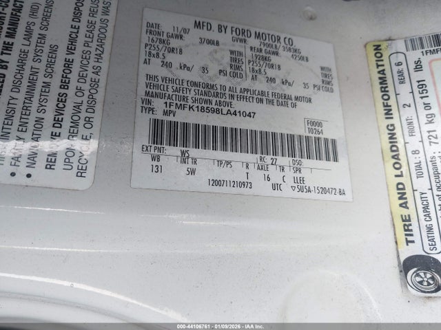 2008 FORD EXPEDITION EL 1FMFK18598LA41047 Photo 8