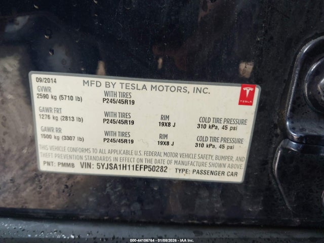 2014 TESLA MODEL S 5YJSA1H11EFP50282 Photo 8