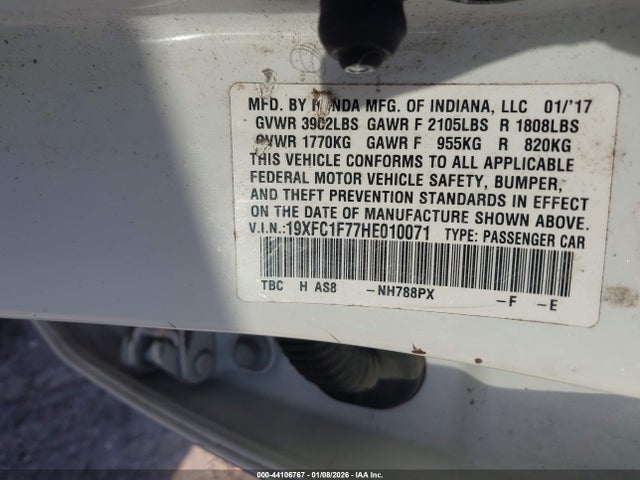 Honda Civic Ex-l 2017 19XFC1F77HE010071 Image 9