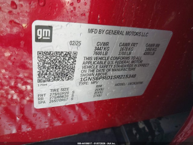 1GNS6PRD1SR215348 Chevrolet Tahoe 4wd Z71