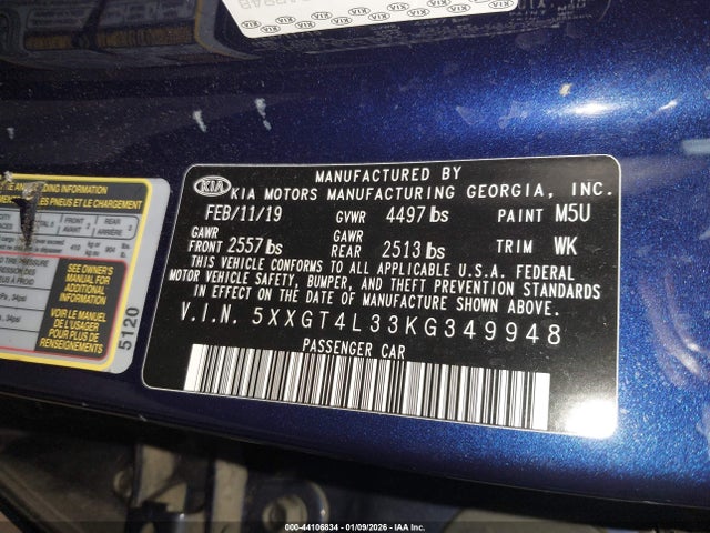 Продаж на аукціоні авто 2019 Kia Optima Lx, vin: 5XXGT4L33KG349948, номер лоту: 44106834
