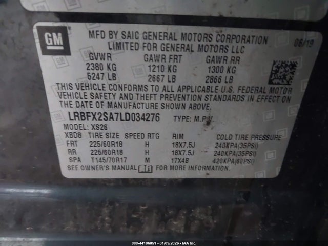 2020 Buick Envision Awd Essence მანქანა იყიდება აუქციონზე, vin: LRBFX2SA7LD034276, აუქციონის ნომერი: 44106851