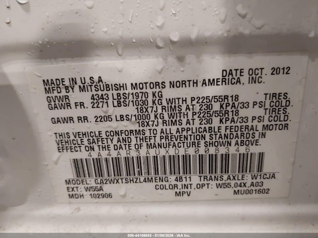 2013 MITSUBISHI OUTLANDER SPORT 4A4AR3AUXDE008346 Photo 8