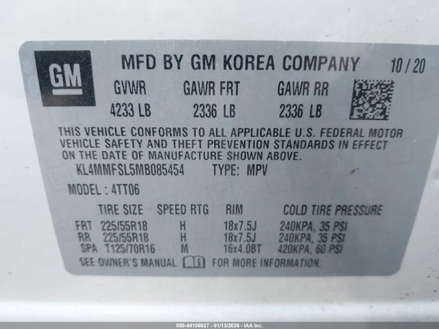 KL4MMFSL5MB085454 Buick Encore Gx Fwd Essence