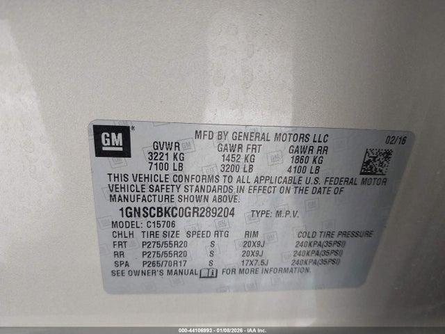 Chevrolet Tahoe Lt 2016 1GNSCBKC0GR289204 Image 9