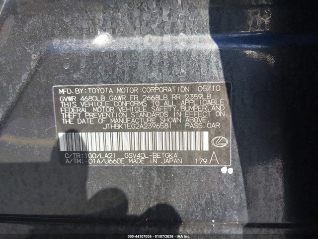 2010 LEXUS ES 350 JTHBK1EG2A2396581 Photo 8