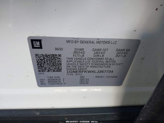 1GNERFKWXLJ267734 Chevrolet Traverse Fwd Ls