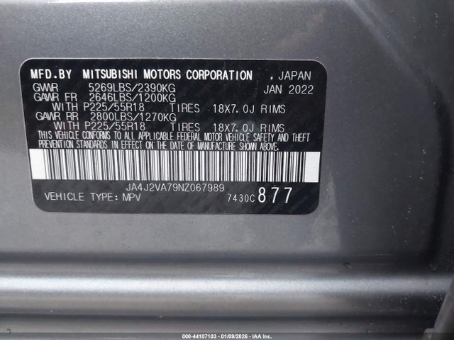 2022 MITSUBISHI OUTLANDER PHEV JA4J2VA79NZ067989 Photo 8