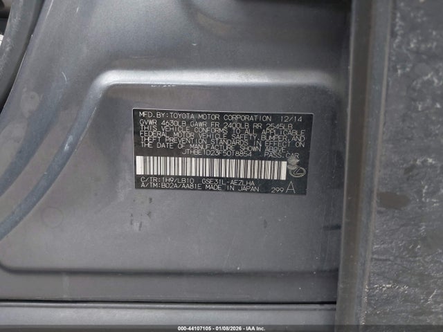 Aukcja sprzedaży 2015 Lexus Is 350, vin: JTHBE1D23F5018854, numer aukcji: 44107105