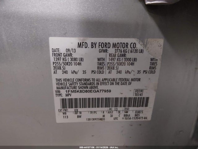 2014 FORD EXPLORER 1FM5K8D80EGA77959 Photo 8