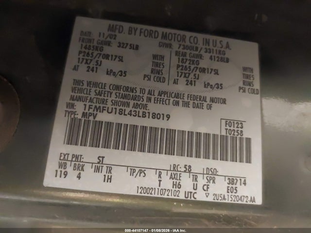 2003 FORD EXPEDITION 1FMFU18L43LB18019 Photo 8