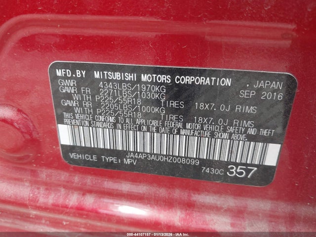 2017 MITSUBISHI OUTLANDER SPORT JA4AP3AU0HZ008099 Photo 8