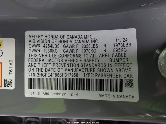 2025 HONDA CIVIC HYBRID 2HGFE4F86SH317958 Photo 8