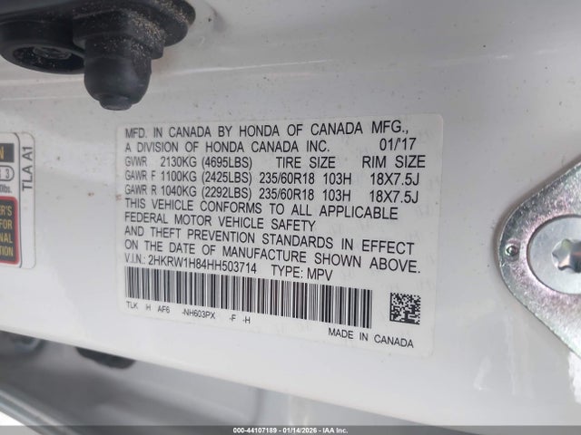 2HKRW1H84HH503714 Honda Cr-v Ex-l/ex-l Navi