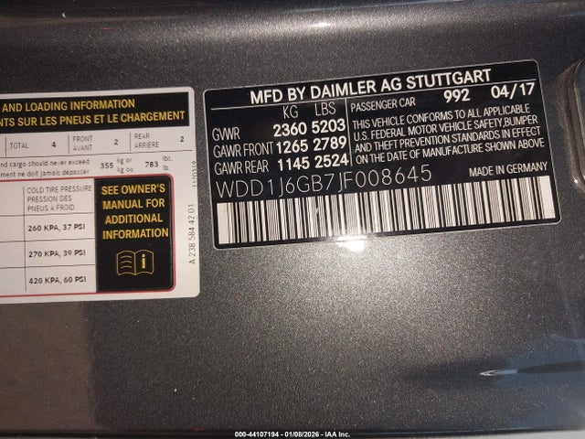 Продажа на аукционе авто 2018 Mercedes-benz E 400 4matic, vin: WDD1J6GB7JF008645, номер лота: 44107194
