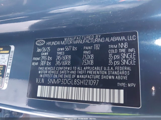2025 HYUNDAI SANTA FE 5NMP3DGL8SH121097 Photo 8