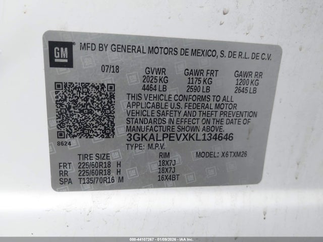 Продаж на аукціоні авто 2019 Gmc Terrain Slt, vin: 3GKALPEVXKL134646, номер лоту: 44107267