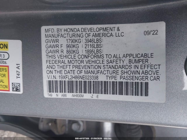 19XFL2H86NE023398 Honda Civic Sport