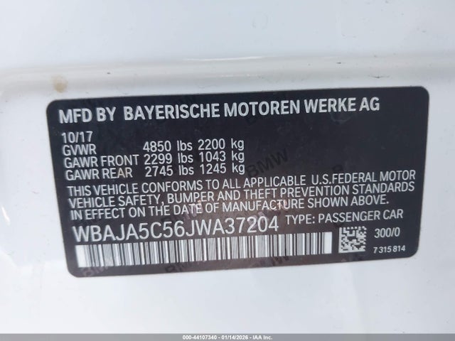 WBAJA5C56JWA37204 BMW 530I