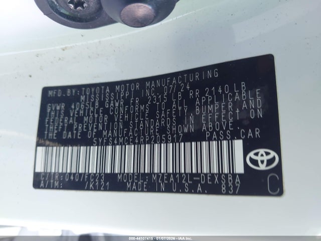 5YFS4MCE4RP205917 Toyota COROLLA SE