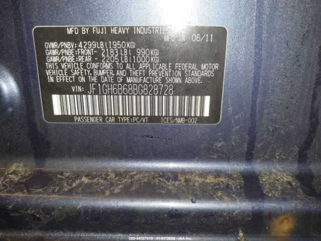 2011 SUBARU IMPREZA JF1GH6B68BG828728 Photo 8