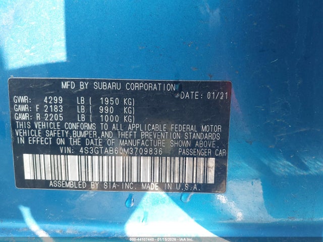Subaru Impreza 5-door 2021 4S3GTAB60M3709836 Image 9